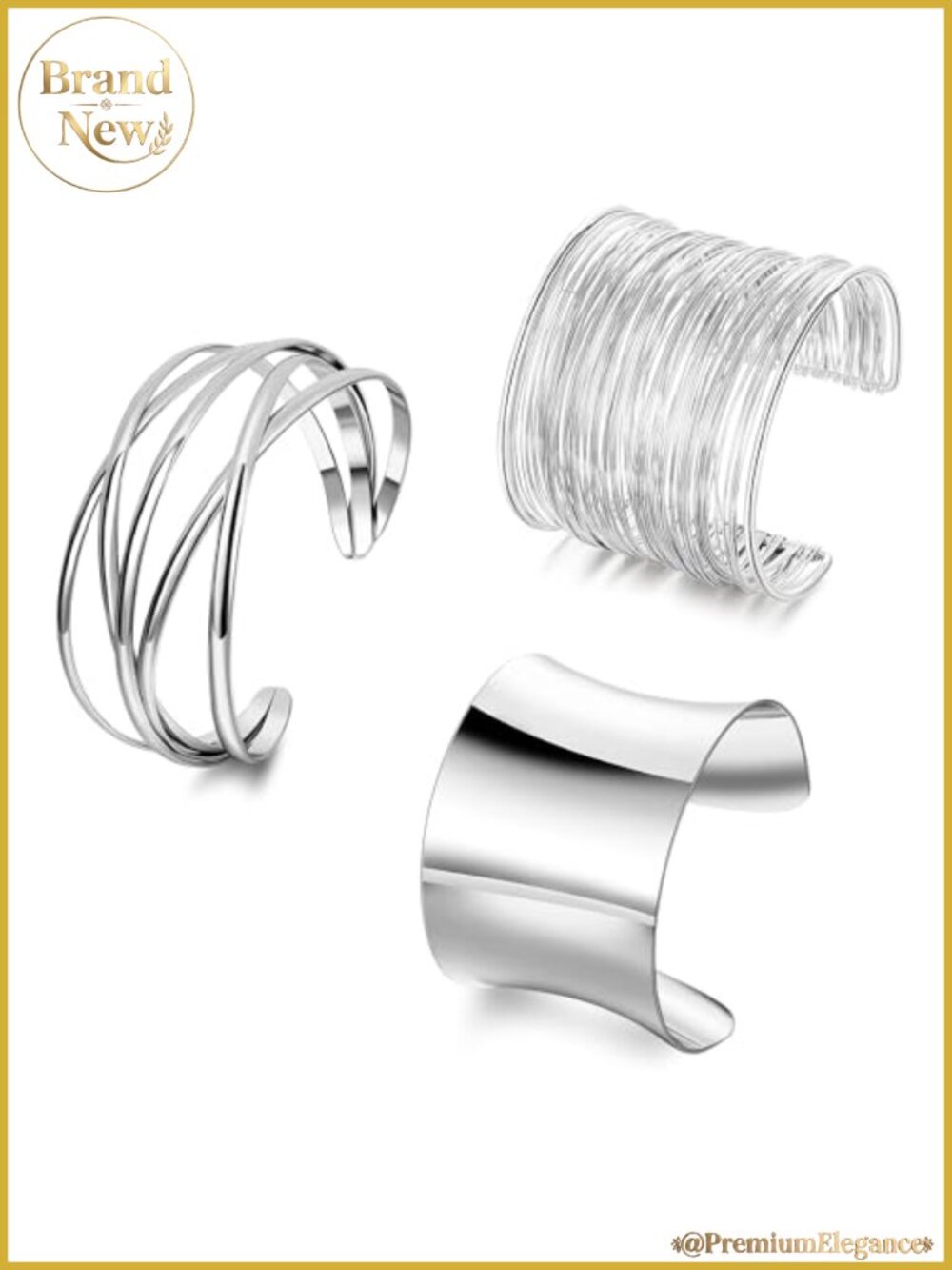 Chunky Open Cuff Bracelets Set for Women Adjustable Hypoallergenic